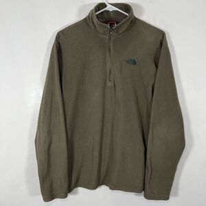 The North Face 1/4 Zip Fleece Pullover Mens Size Medium Olive Green Teal Logo